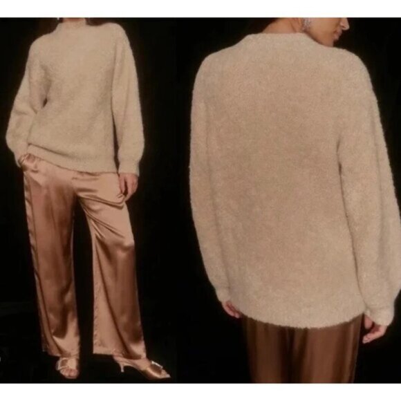 REFORMATION New Alpaca Linen Blend Ambrose Boucle Sweater in Ginger size Large - Picture 1 of 16